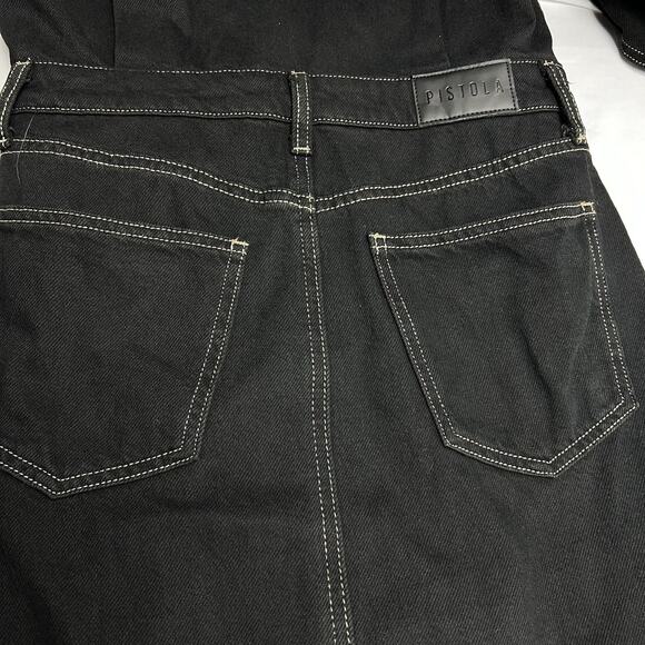 Pistola Women's Amira Long Sleeve Denim Jean Sheath Midi Dress In Noir Size S - Picture 11 of 12